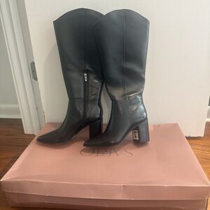 Franco Sarto Black Leather Heeled Boots